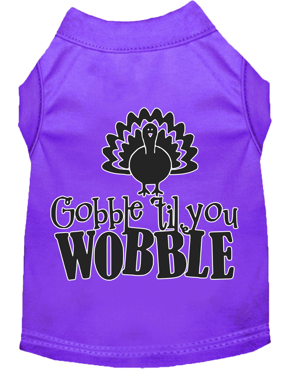 Gobble til You Wobble Screen Print Dog Shirt Purple Med